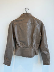 Vintage Tan Leather Bomber Jacket