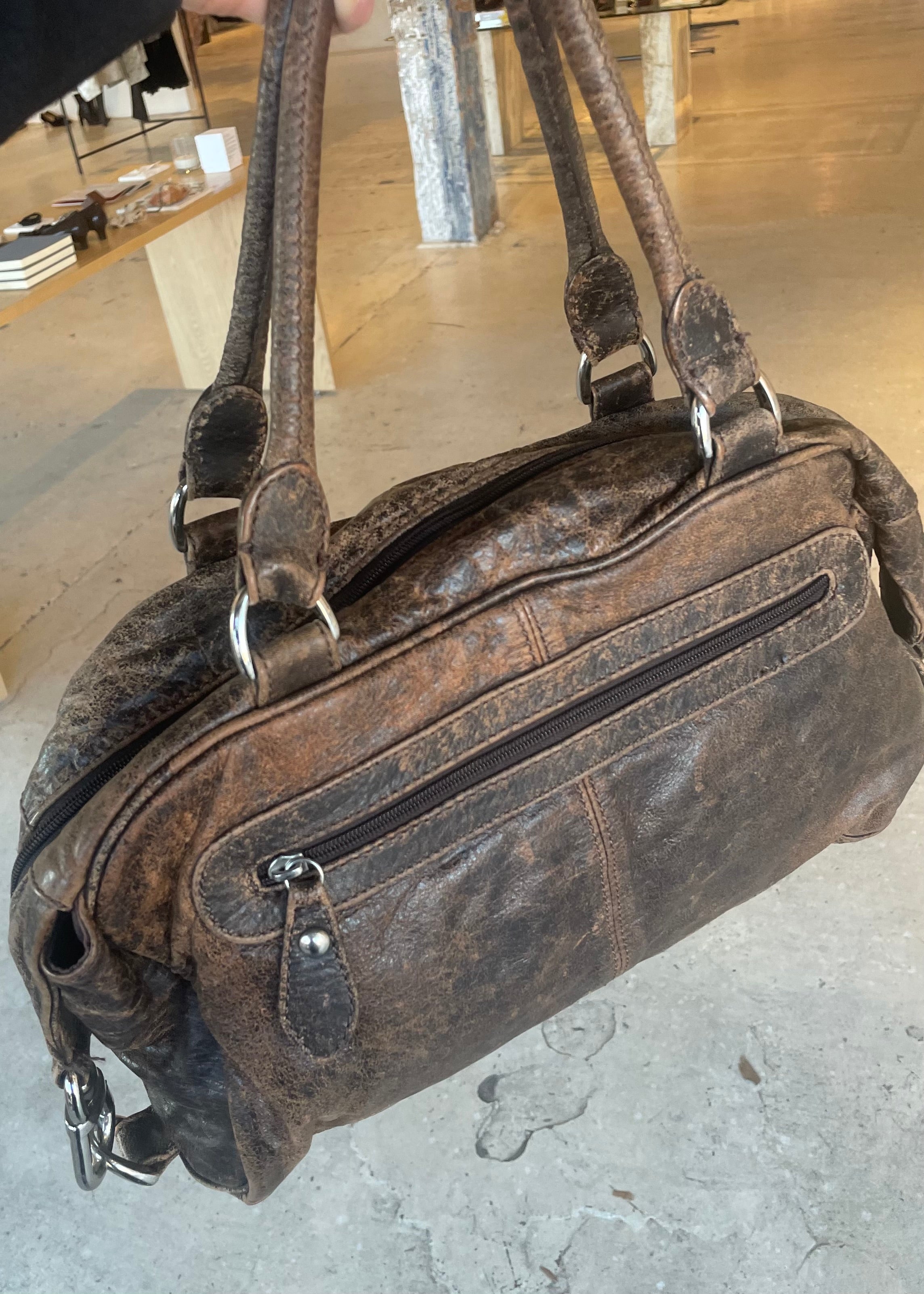 Vintage Brown Distressed Shoulder Bag