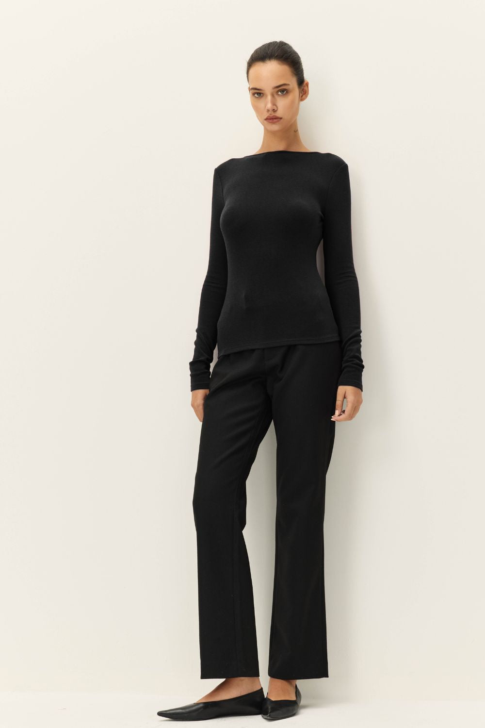 Black Odette Scoop Back Top