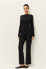 Black Odette Scoop Back Top