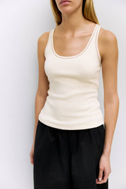 Cream Ribbed Knit Sammi Tank Top