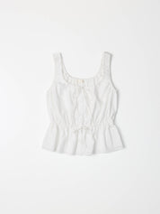 White Gathered Eyelet Cotton Kristina Top