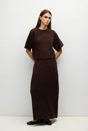 Brown Knit Danica Midi Skirt