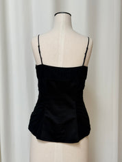 Vintage Black Silk Chiffon Ruched Top