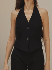 Tatum Black Halter Vest