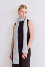 Light Gray Alpaca Skinny Scarf
