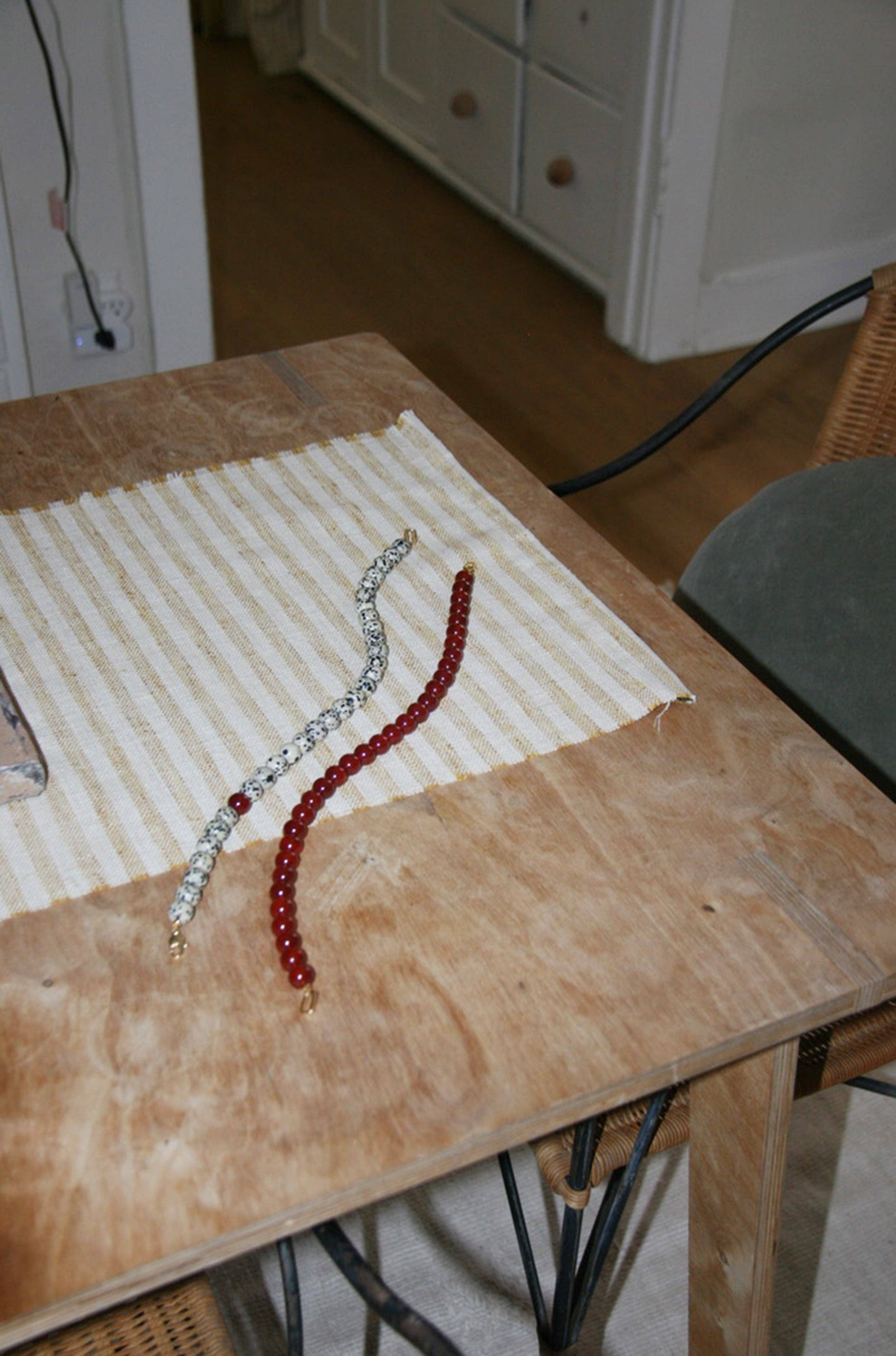 By Orly Poppy Dalmatian Jasper and Carnelian Beaded Necklace