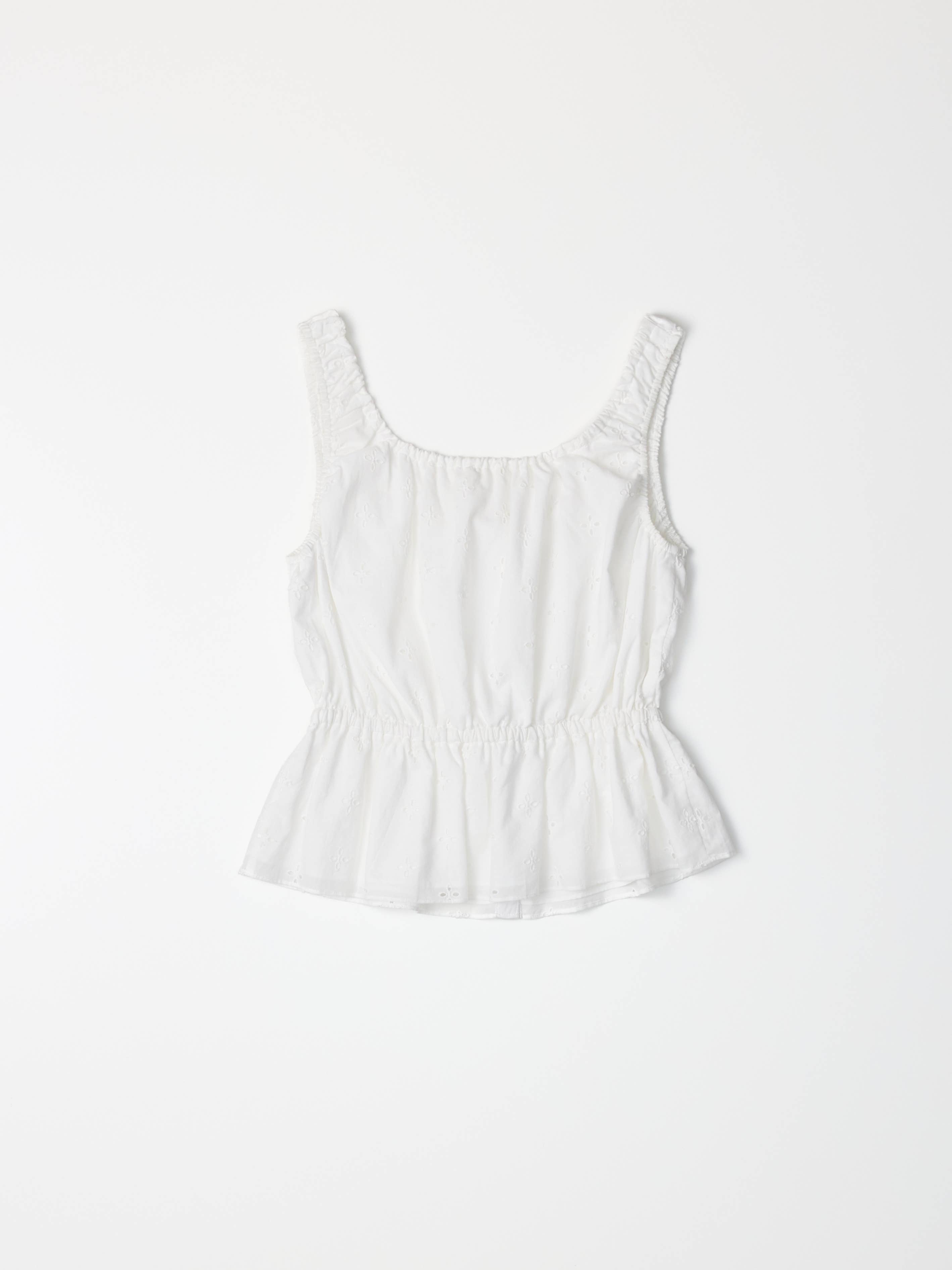 White Gathered Eyelet Cotton Kristina Top