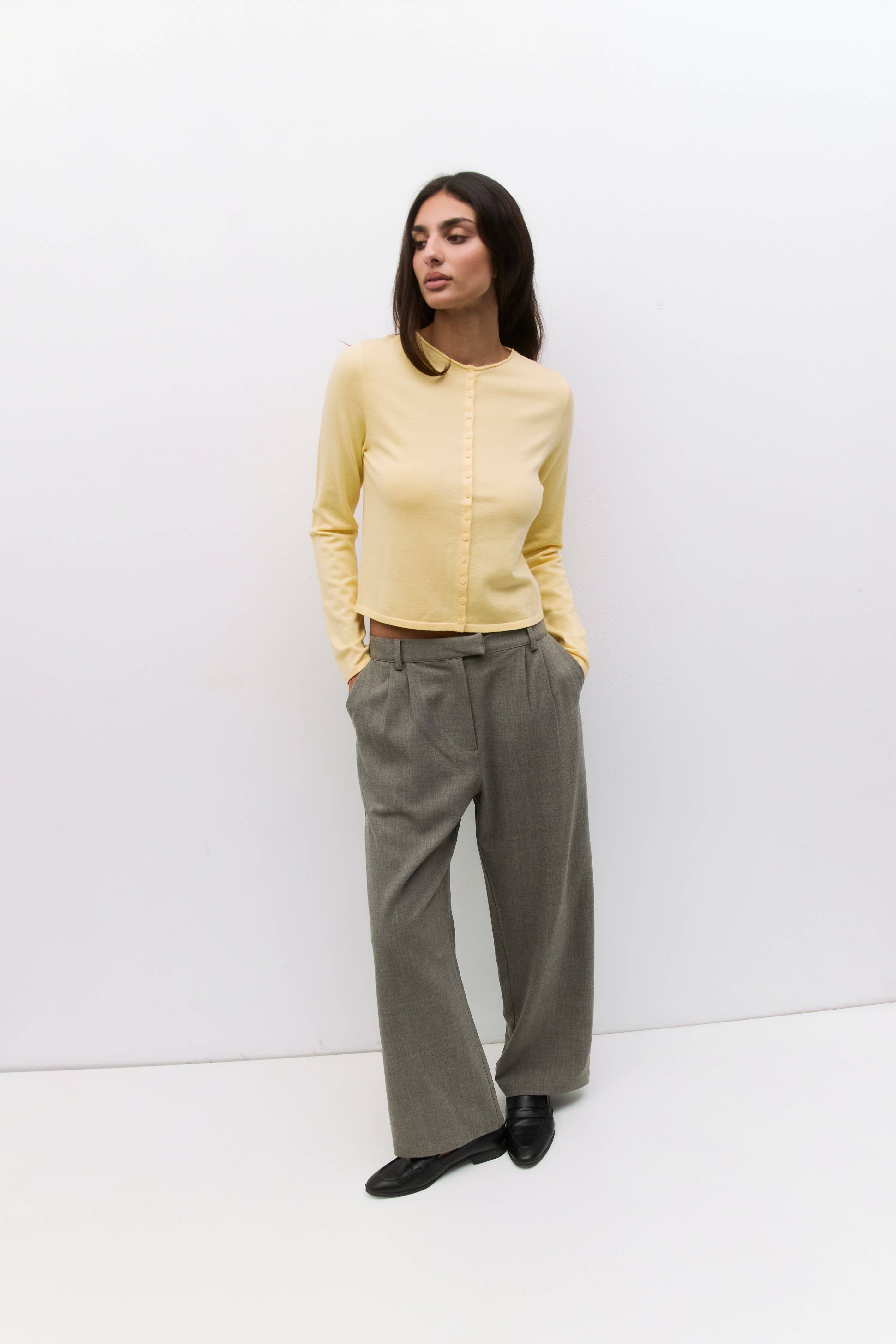 Butter Yellow Rollneck Cardigan