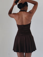 Espresso Brown Bailey Mini Halter Dress