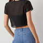 Black Cropped Ribbed Tank