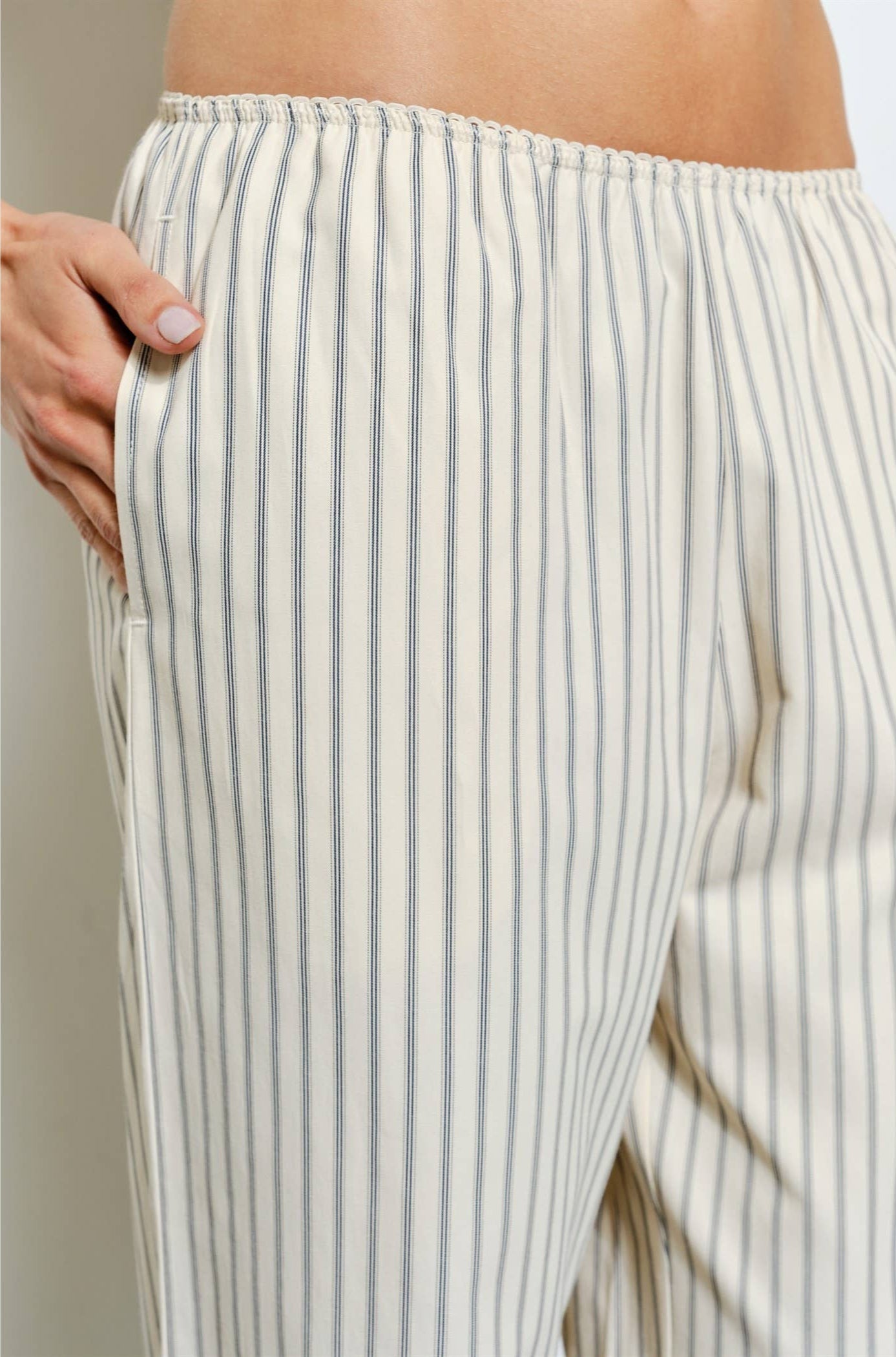 Elara Cream Striped Lounge Pants