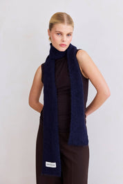 Deep Navy Alpaca Skinny Scarf