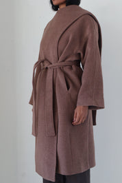 Taupe Brown Belted Elaxi Coat