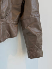 Vintage Tan Leather Bomber Jacket