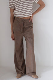 Day Brown Graphic Wool Stripe Trousers