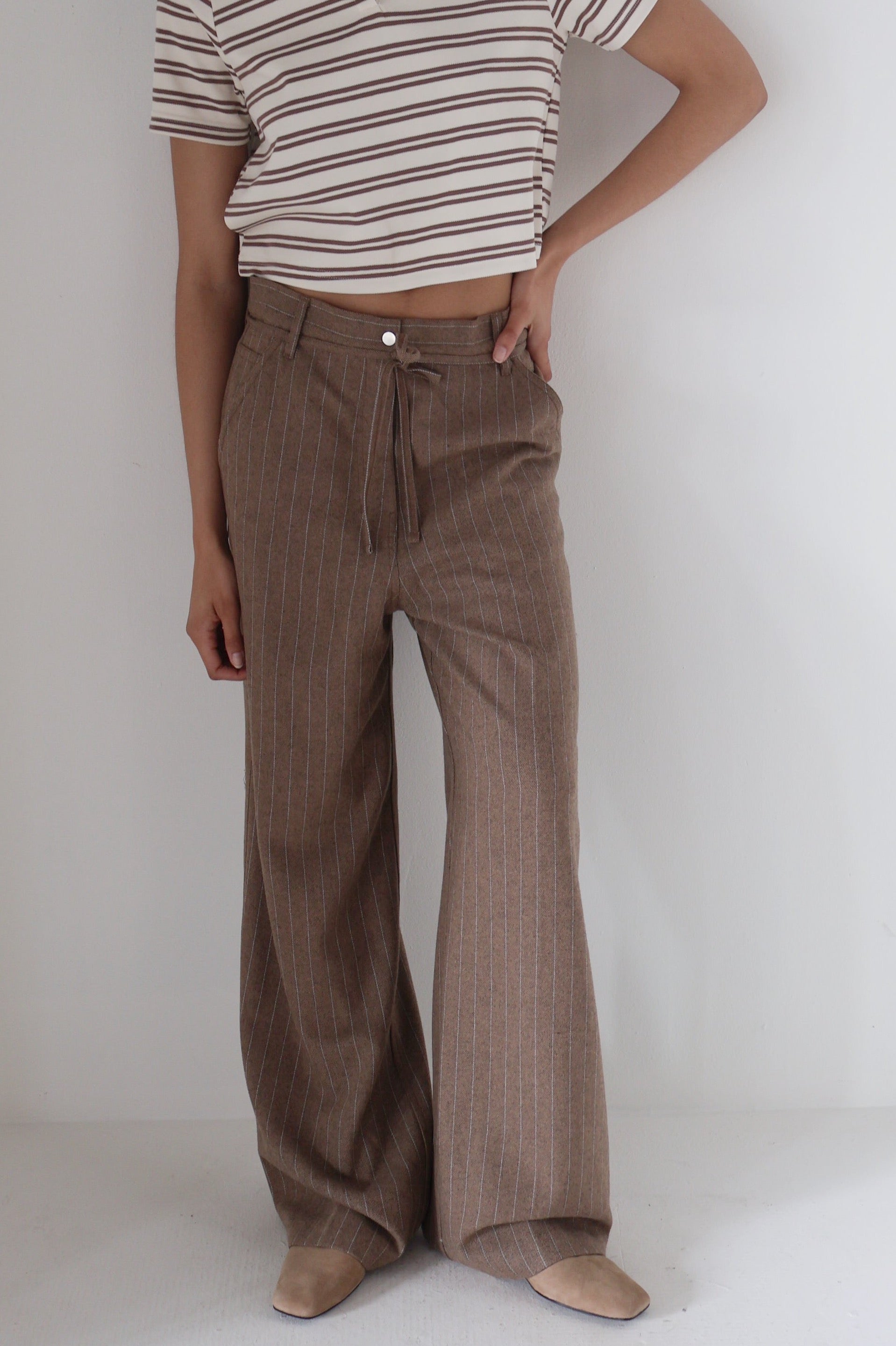Day Brown Graphic Wool Stripe Trousers