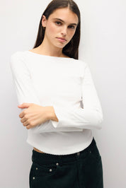 White Wide Neck Janel Top