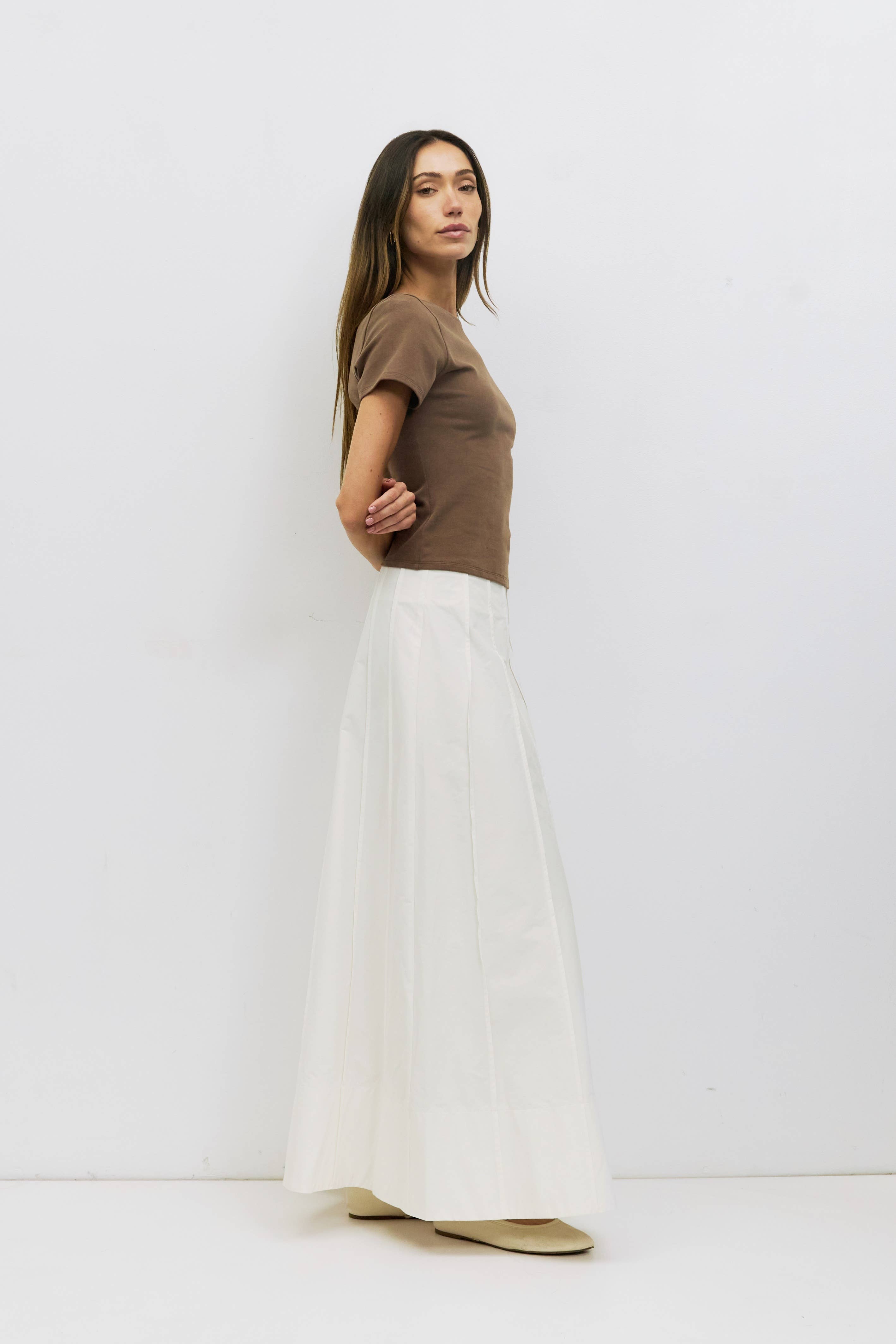 Brown Wide Neck Soft Knit Top