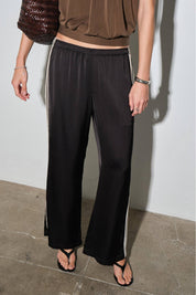 Black Fiona Satin Track Pants