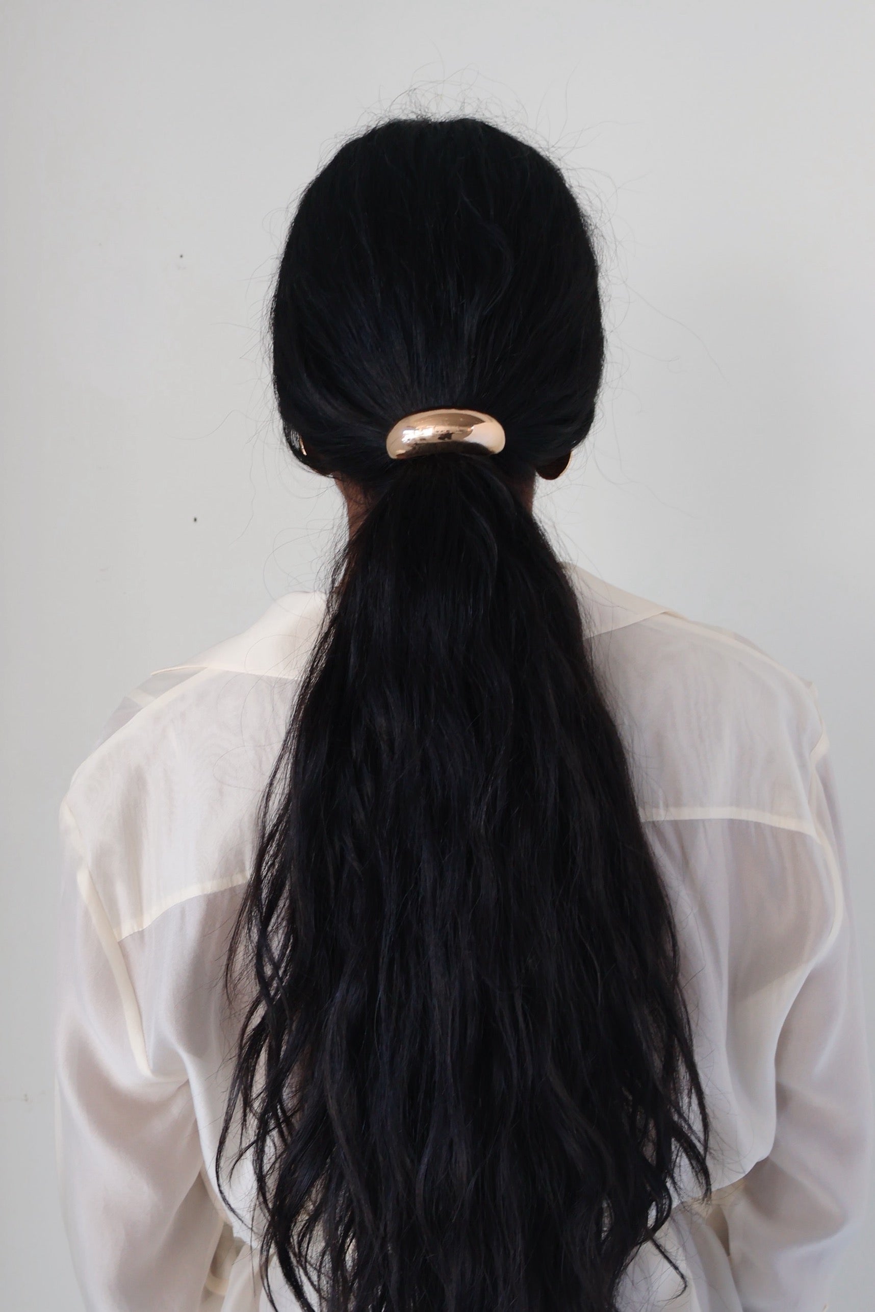Gold Wide Crescent Metal Hair Tie