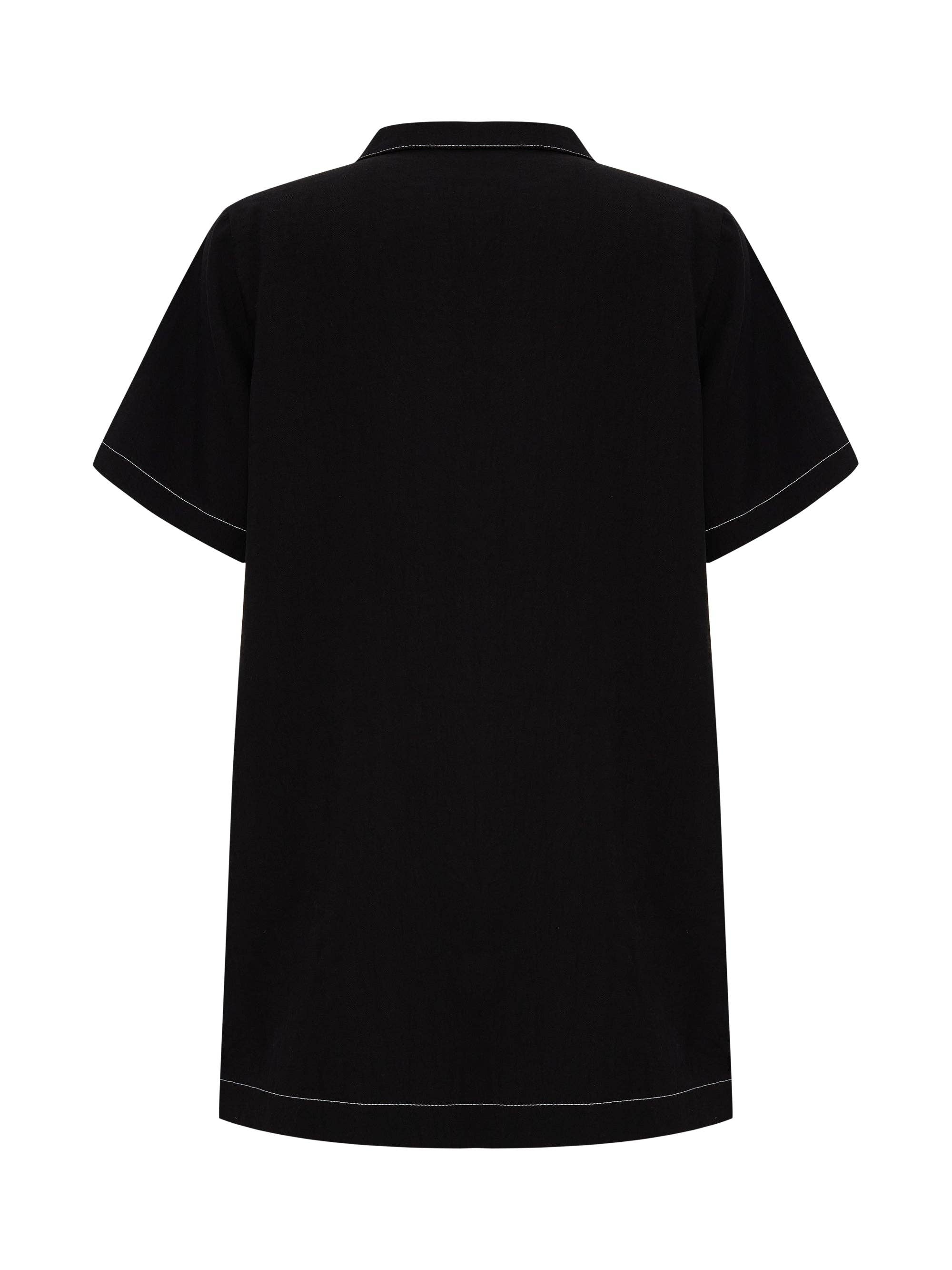 The Handloom Black Mae Mini Shirt Dress