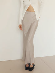 Silver Cupro Bias Maxi Skirt