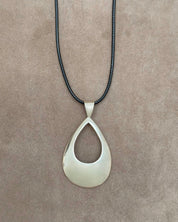 Nuri Studios Silver Teardrop Long Cord Necklace