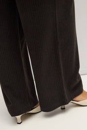 Brown Pinstripe Pleated Sophia Pants