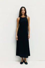 Black Linen Midi Dress
