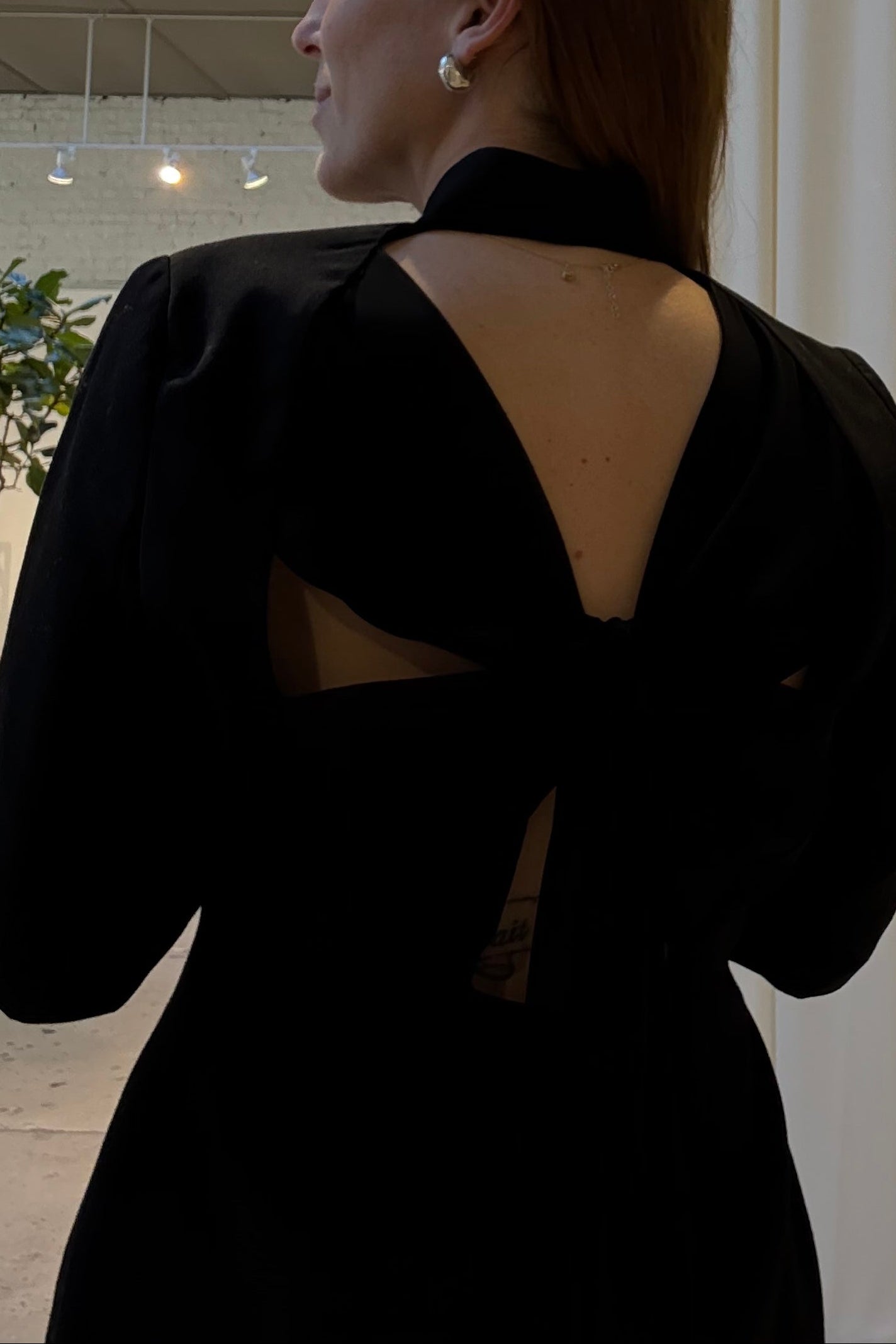 Vintage Black Open Back Wool Blazer