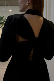 Vintage Black Open Back Wool Blazer