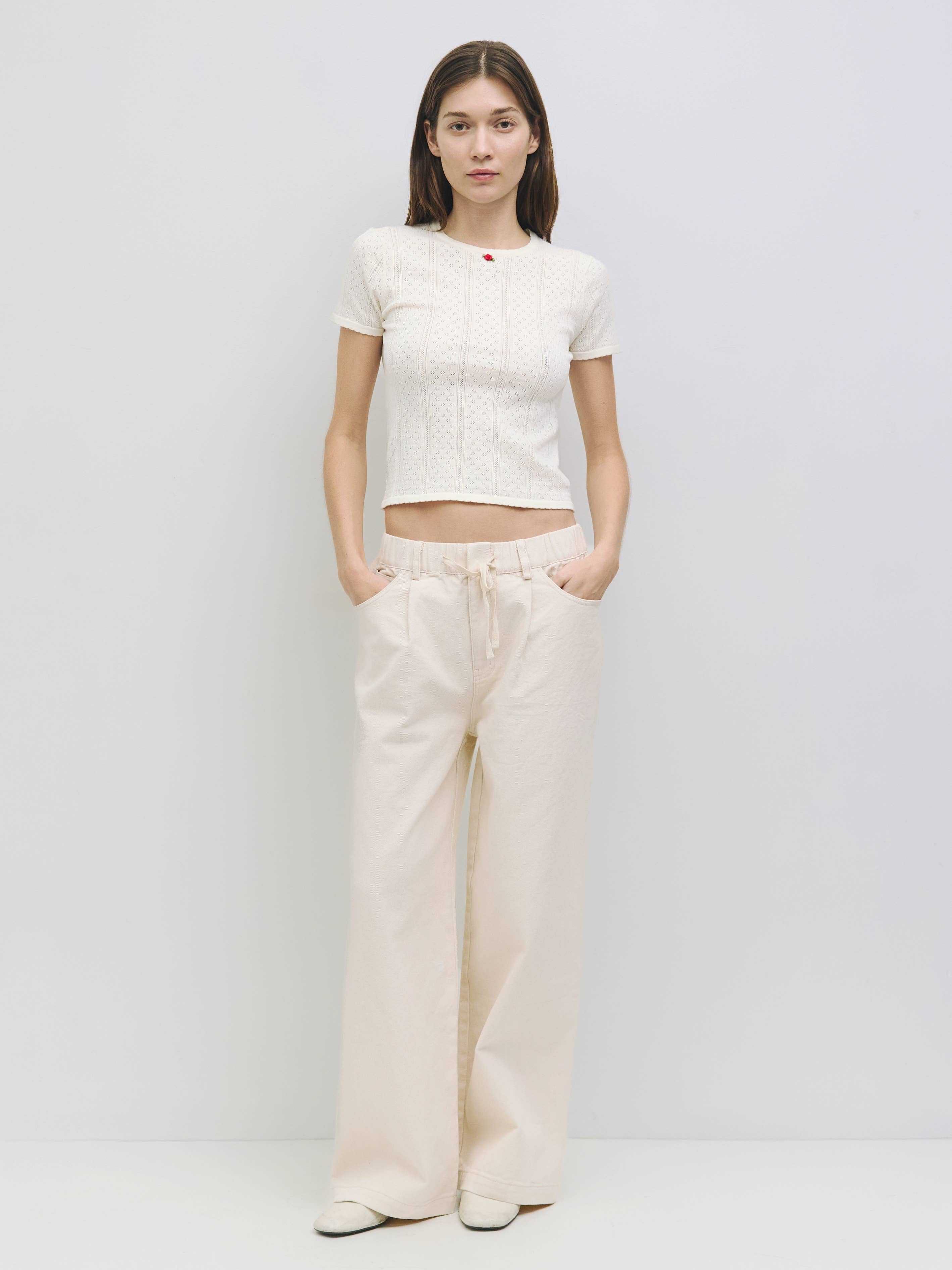 Cream Iris Cotton Pants