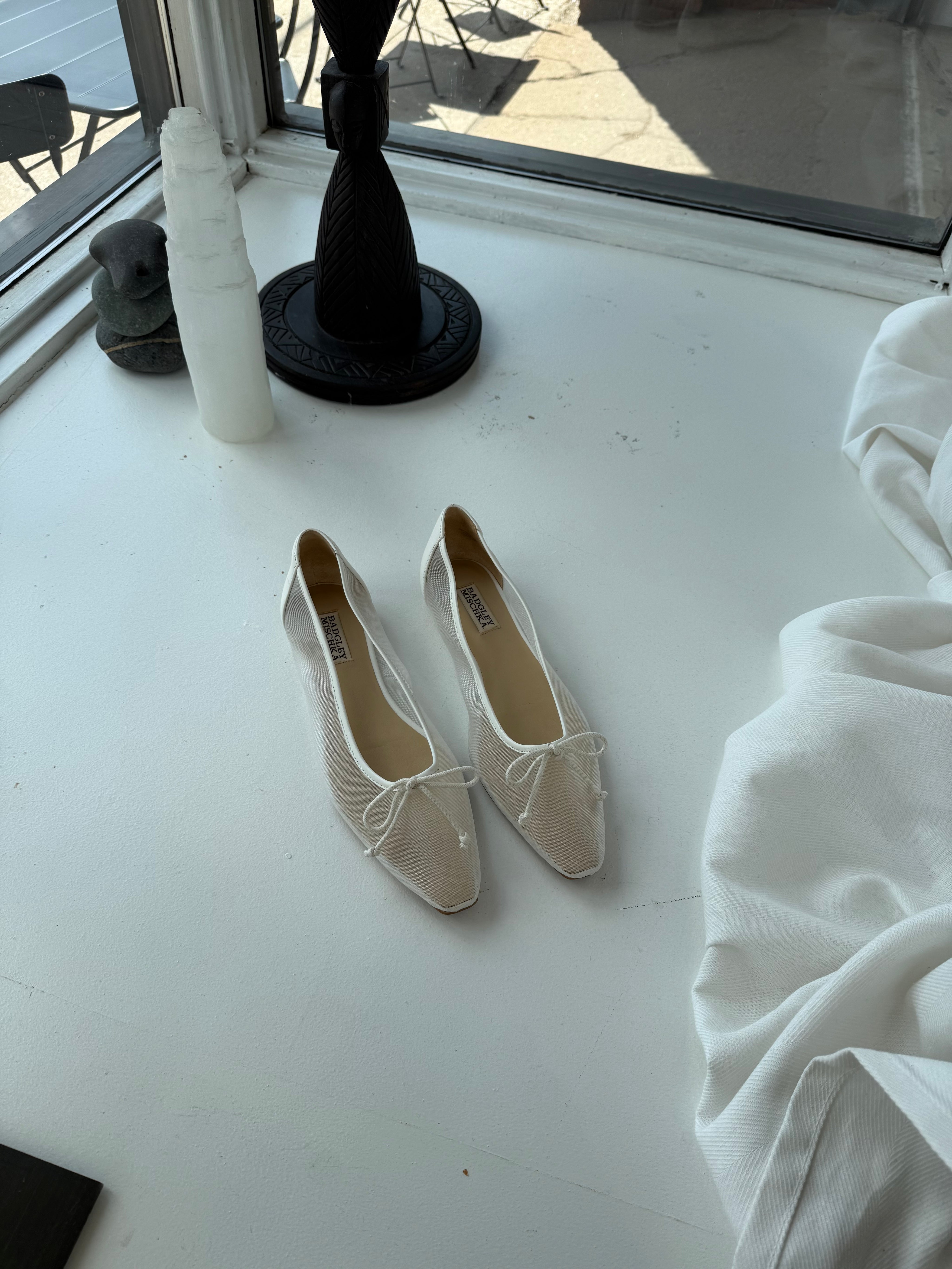 Vintage Badgley Mischika White Mesh Flats