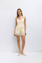 Butter Yellow Satin Sera Shorts