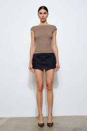Taupe Paola Open-Back Textured Top