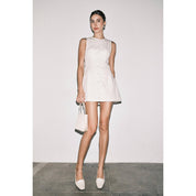 Cream Lenore Button-Front Sleeveless Mini Dress