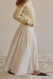 White Kiana Side Tie Midi Skirt