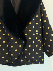 Vintage Black Gold Polka Dot Puffer Jacket