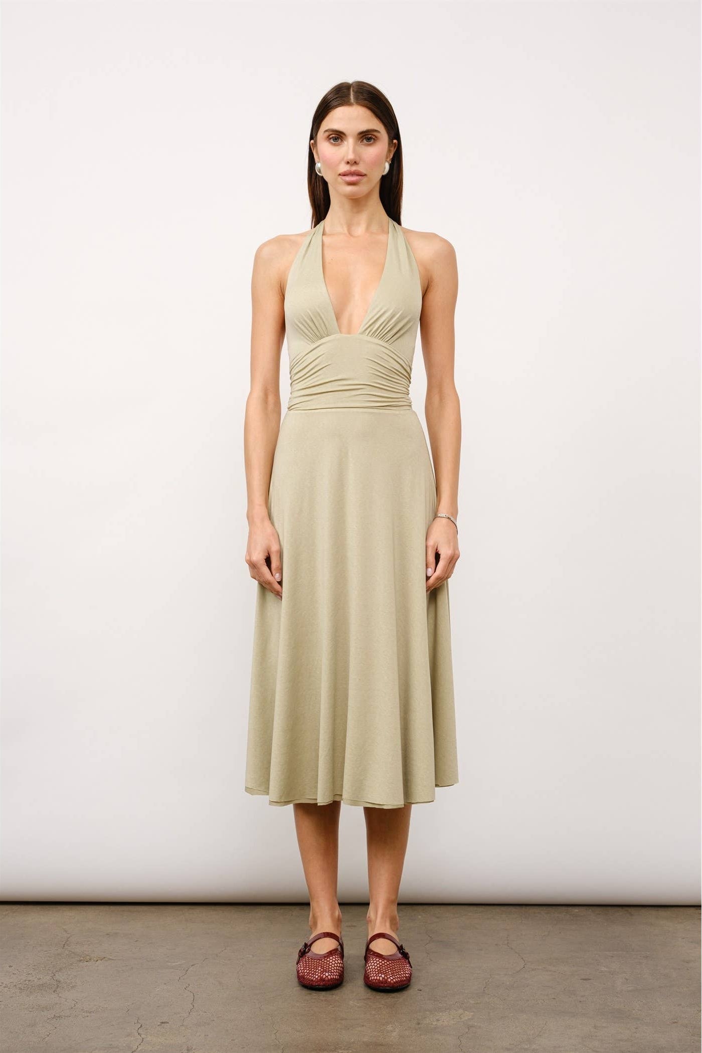 Sage Nevara Plunge Halter Dress