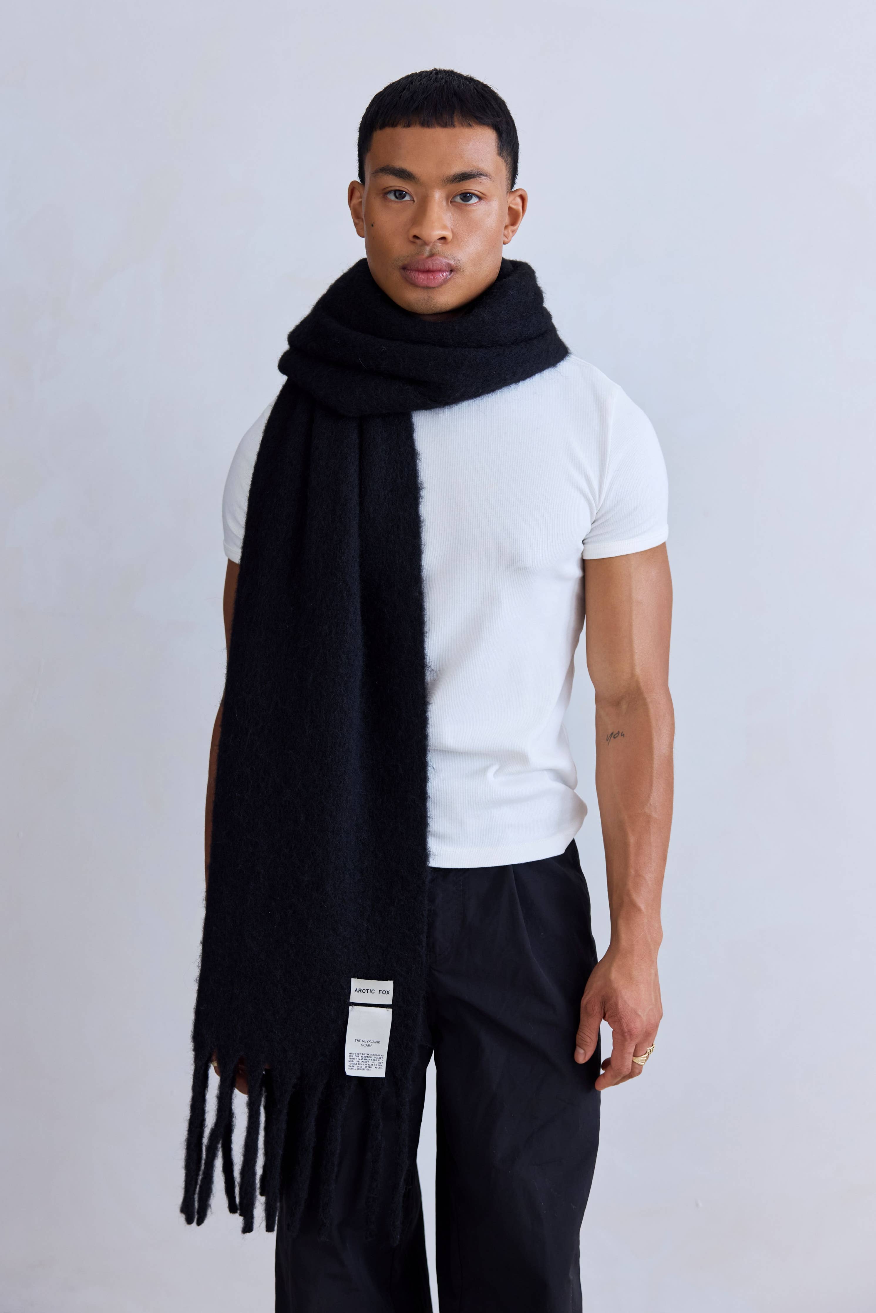 Black Reykjavik Merino Wool Scarf