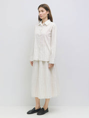 Striped Linen Joanne Midi Skirt