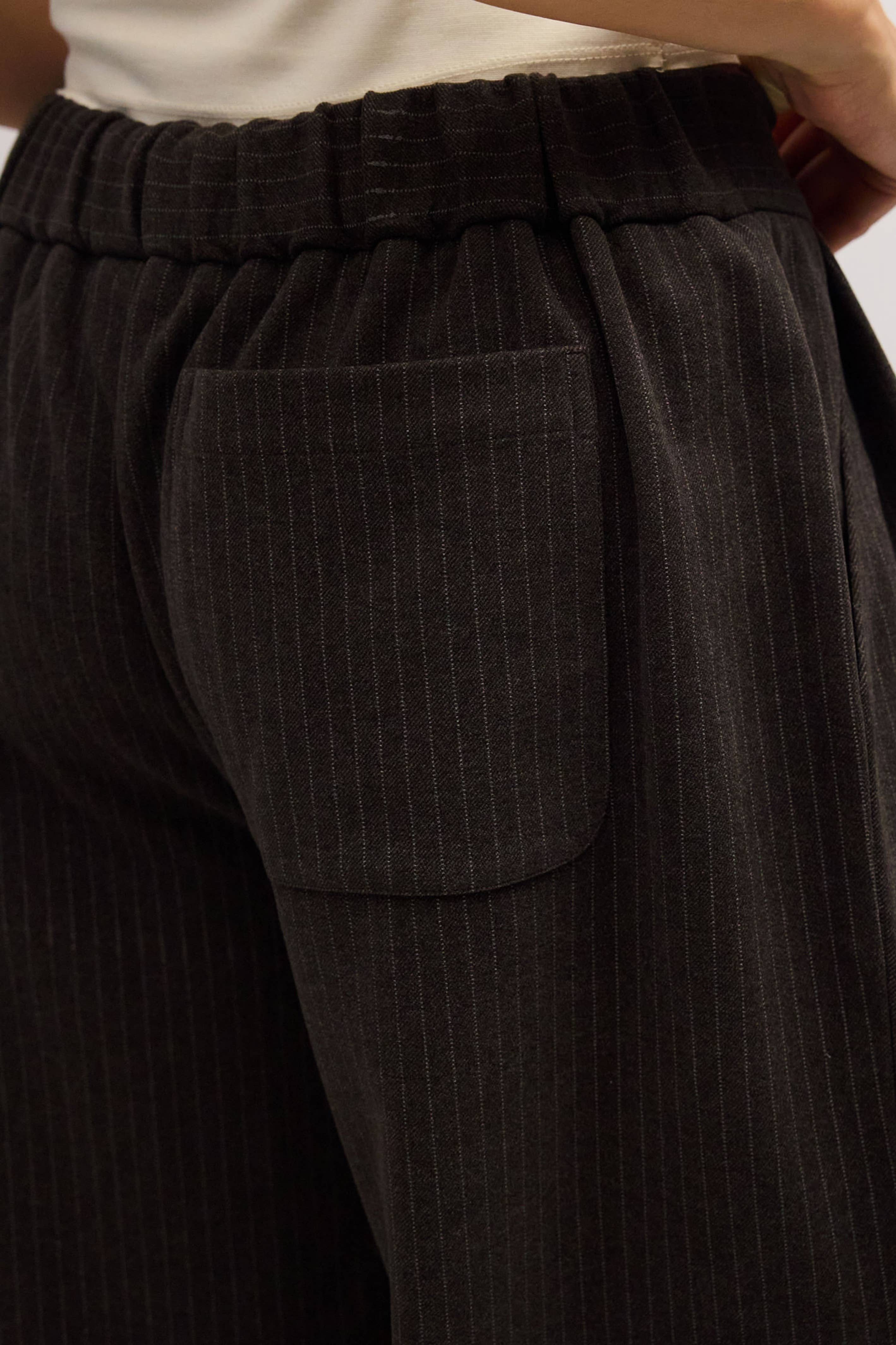 Brown Pinstripe Pleated Sophia Pants