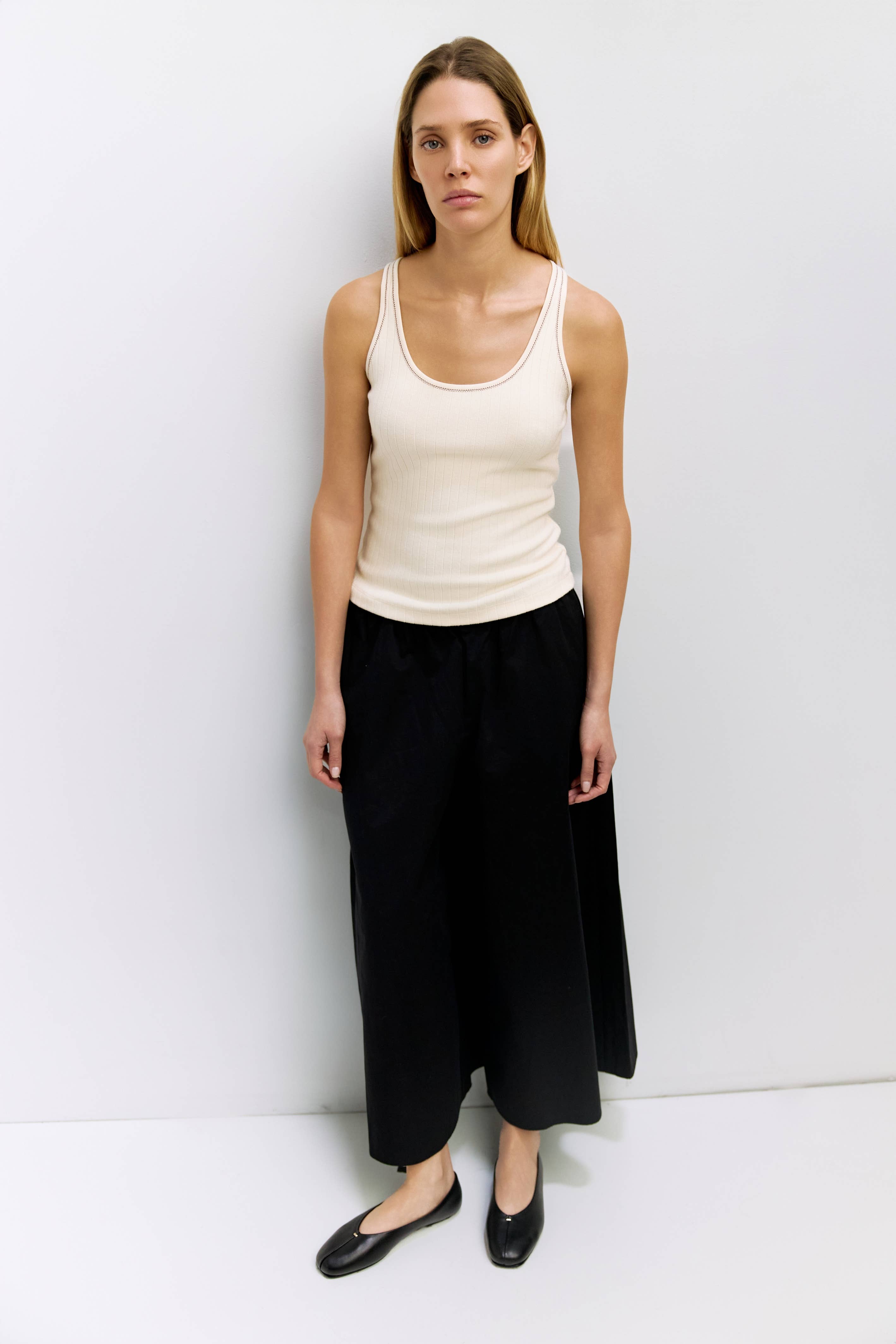 Cream Ribbed Knit Sammi Tank Top