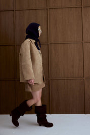 Navy Alpaca Hooded Scarf