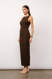 Camilla Textured Espresso Brown Maxi Dress
