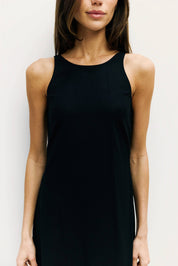 Black Linen Midi Dress