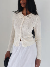 Cream Ottilie Crochet Cardigan