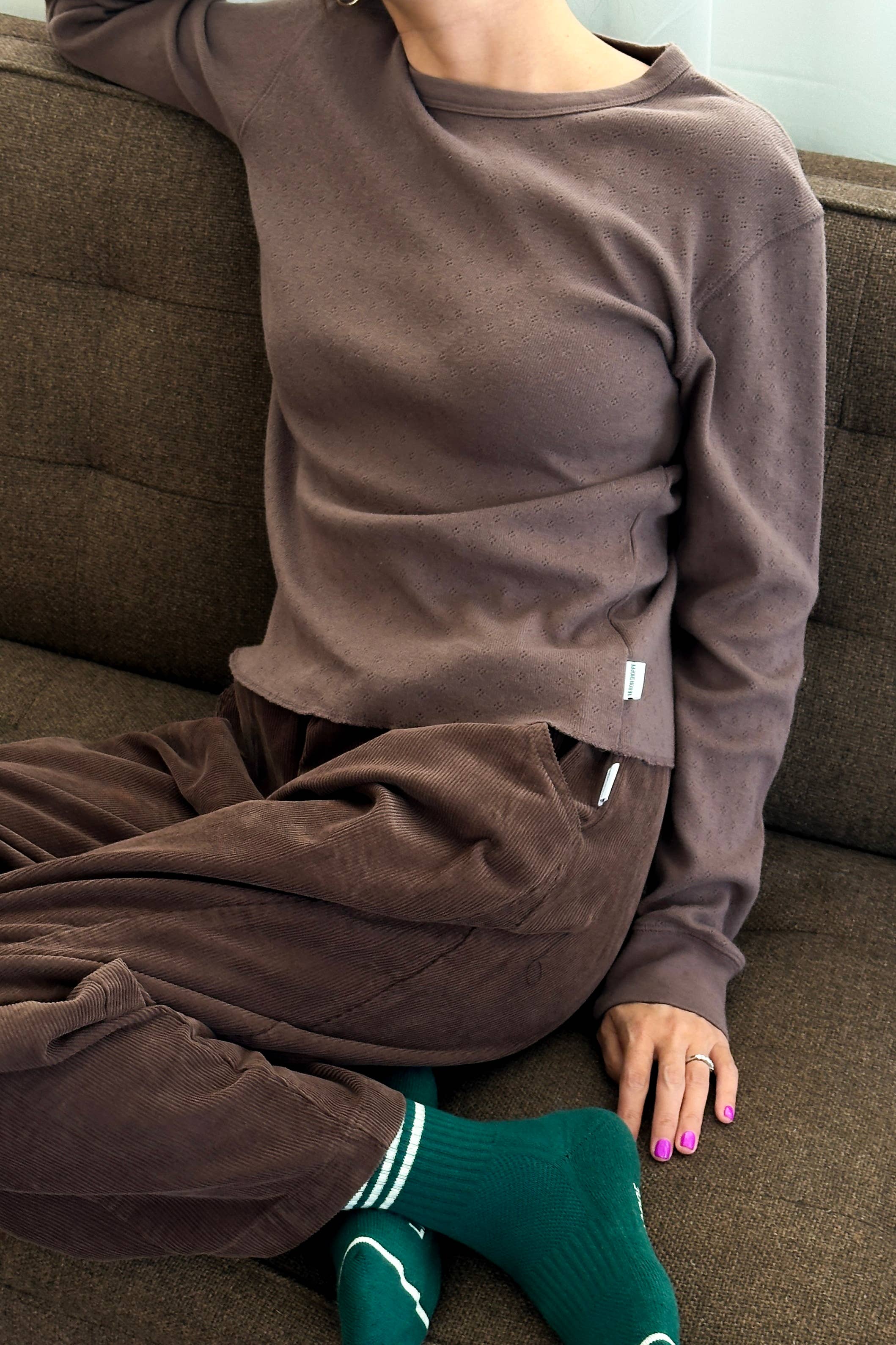 Le Bon Shoppe Chocolate Pointelle Fundamental Tee