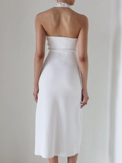 White Knit Tamia Halter Dress